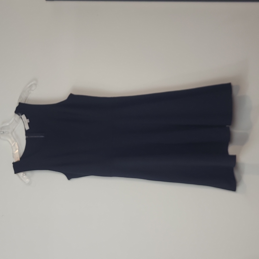 LOFT Black Rayon Nylon Knit Sleeveless Full Skirt Midi Dress